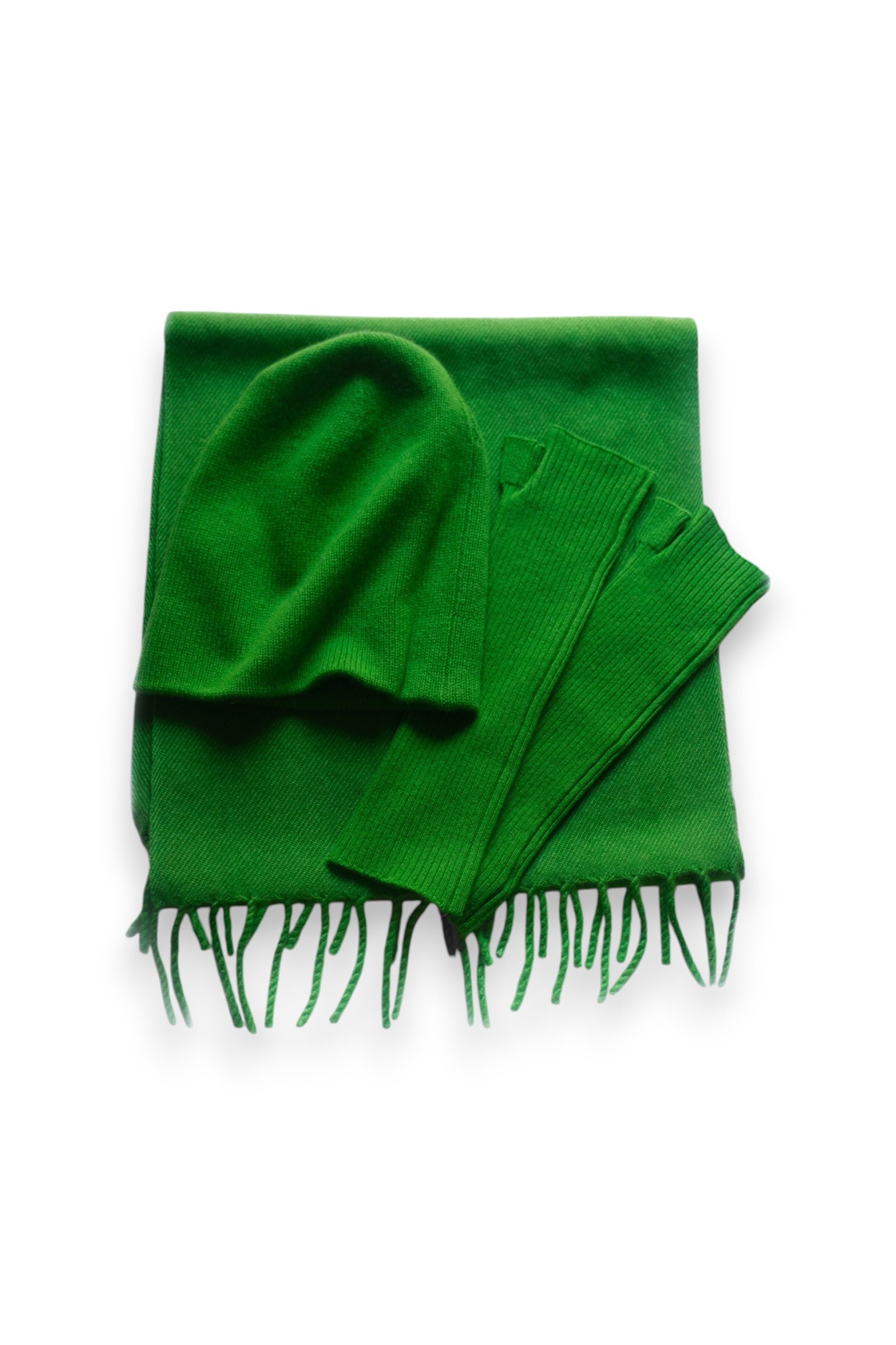 Winter set W in women's cashmere - flash green - Mahogany