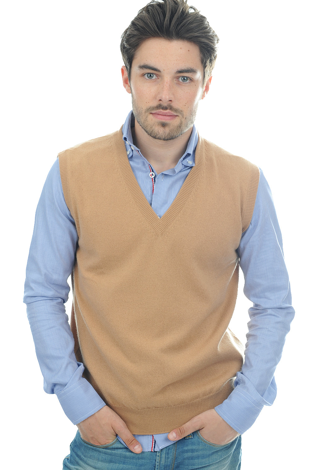 Balthazar cashmere jumper for men - camel - Mahogany