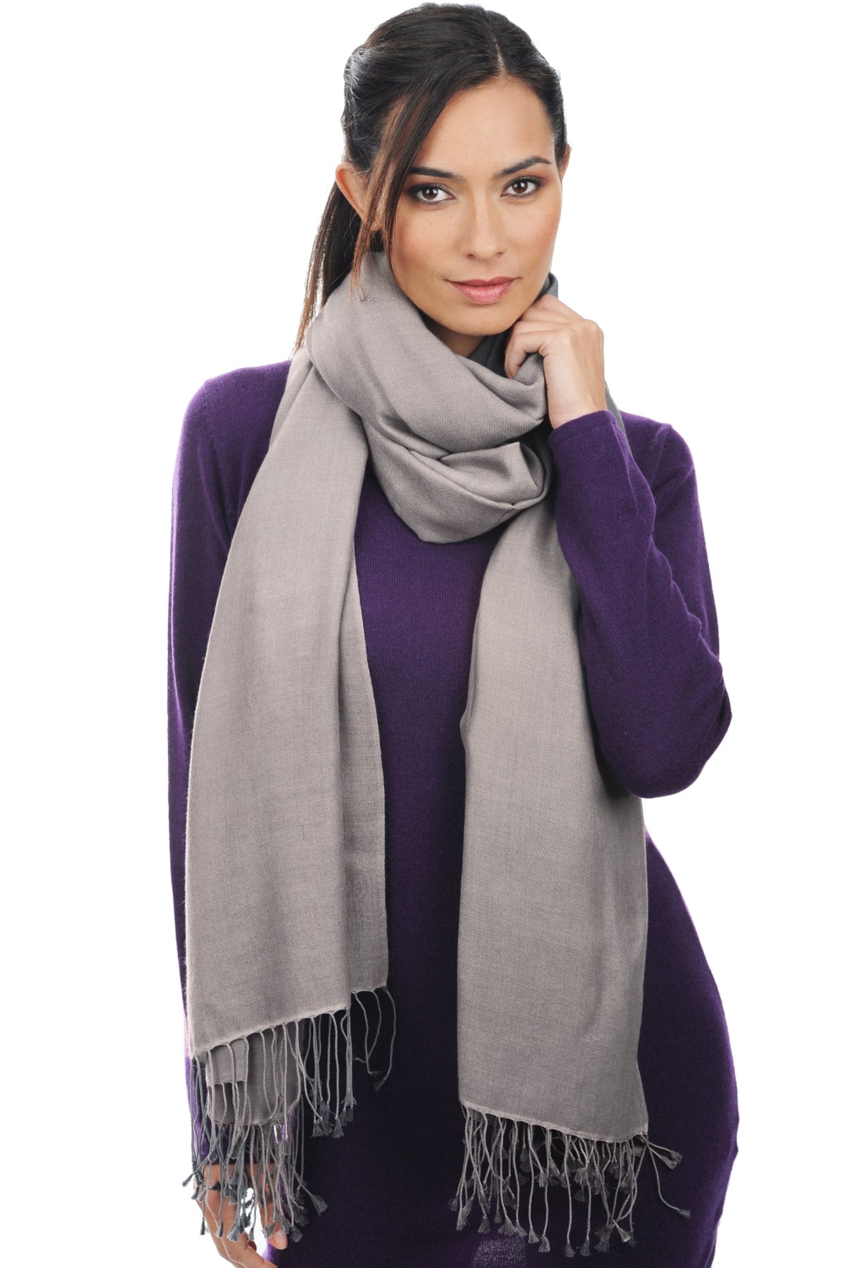 Adèle mixed cashmere and silk jumper - pearl grey - Mahogany