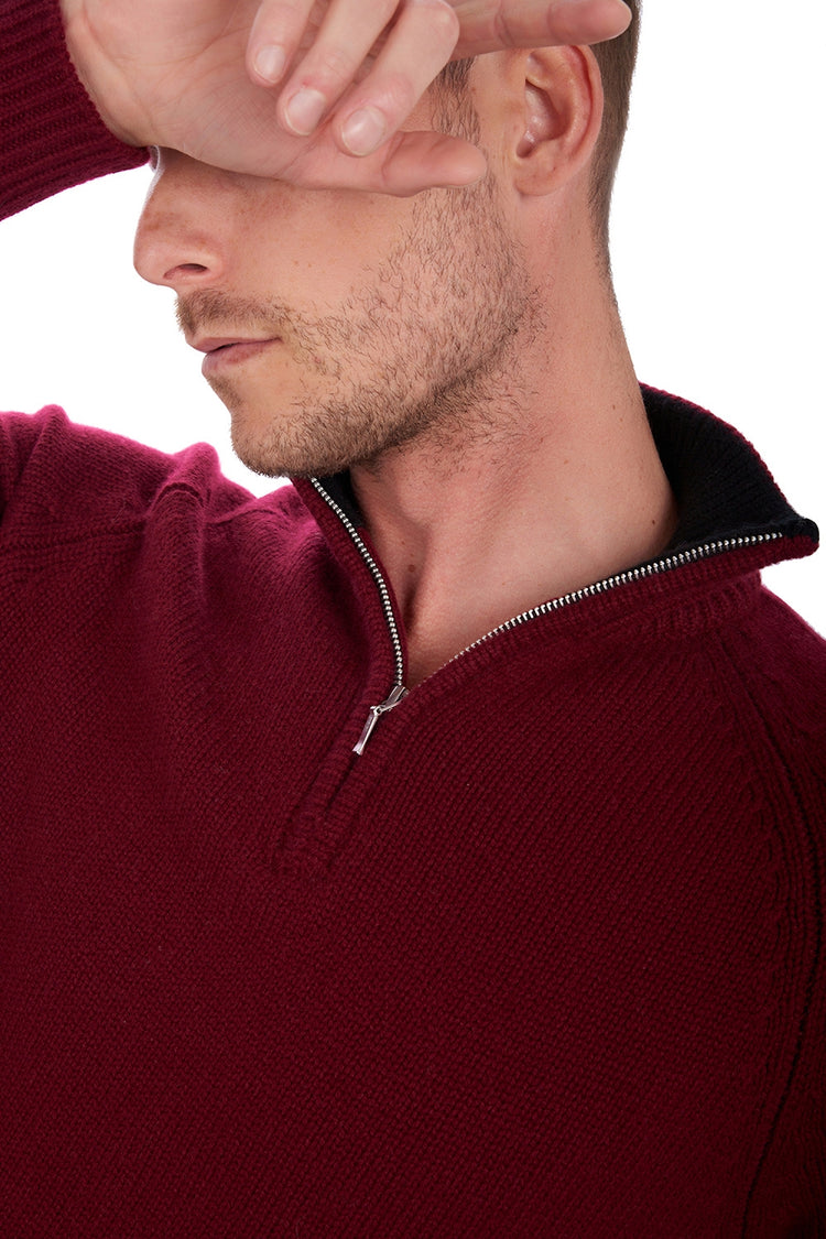 Angers in cashmere for men - View 2 - bordeaux / black - Mahogany