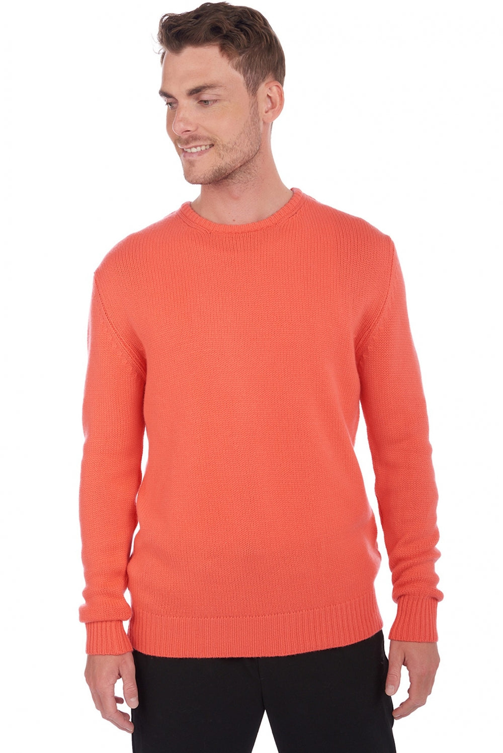 Bilal men's cashmere jumper - bright coral - Mahogany