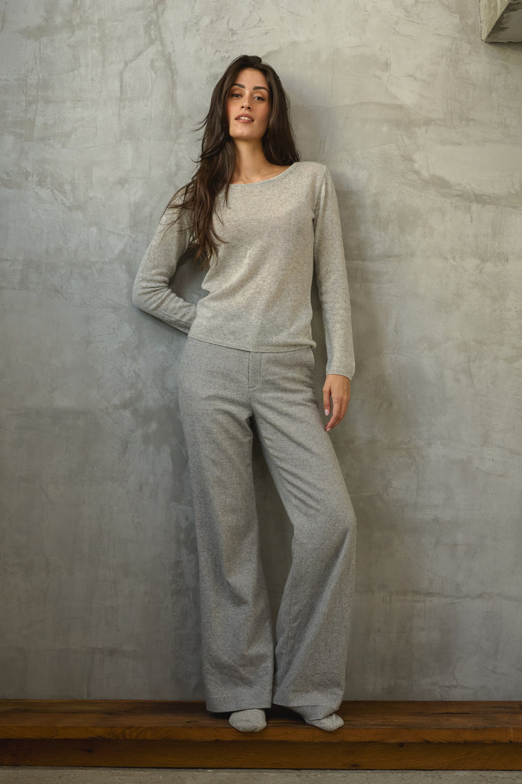 Caleen in women's cashmere - View 1 - flanelle chiné - Mahogany