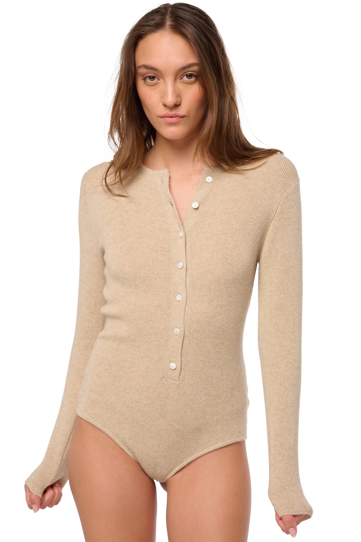 Deedee women's cashmere jumper - natural winter dawn - Mahogany