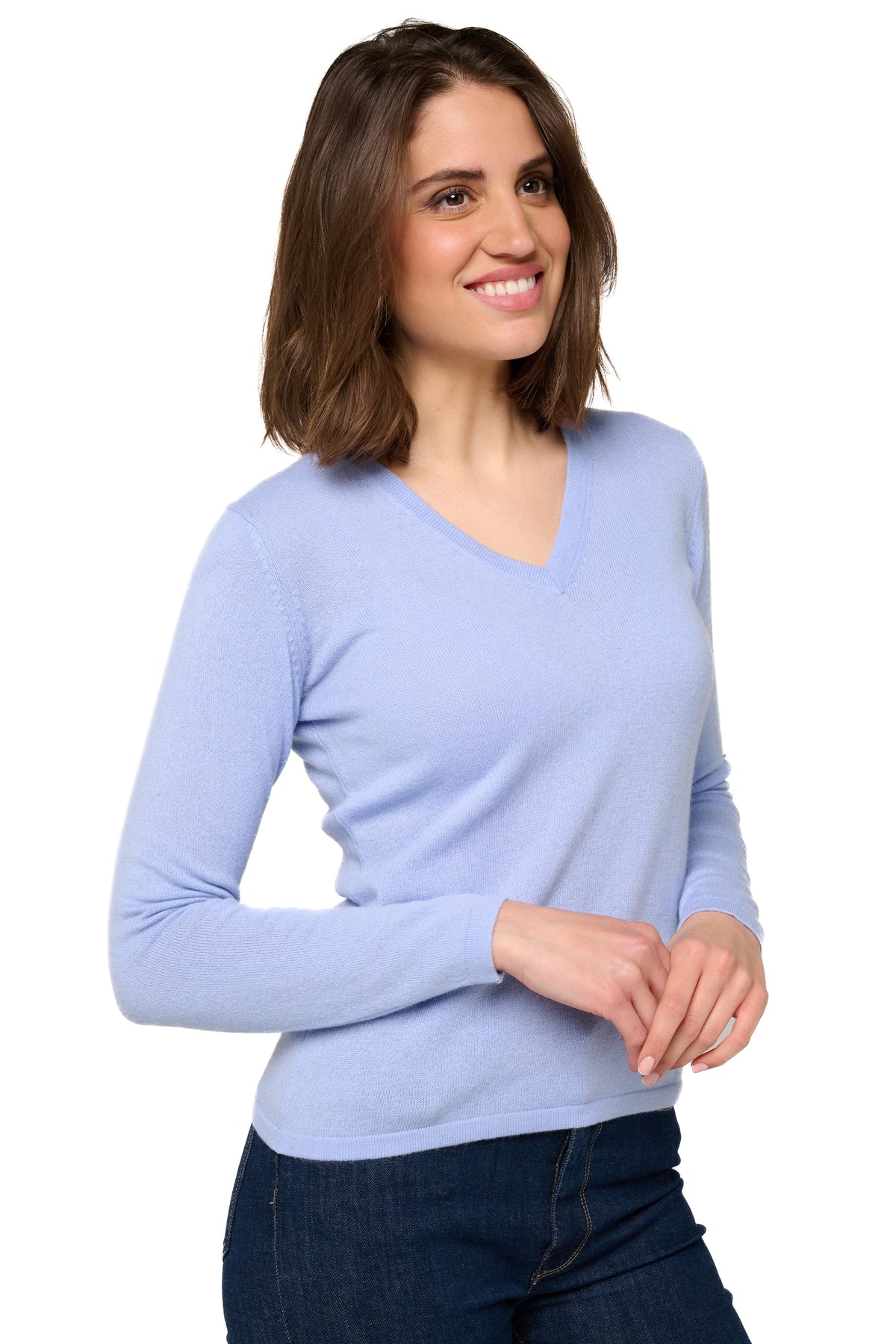 Emma in cashmere for women - sky blue - Mahogany