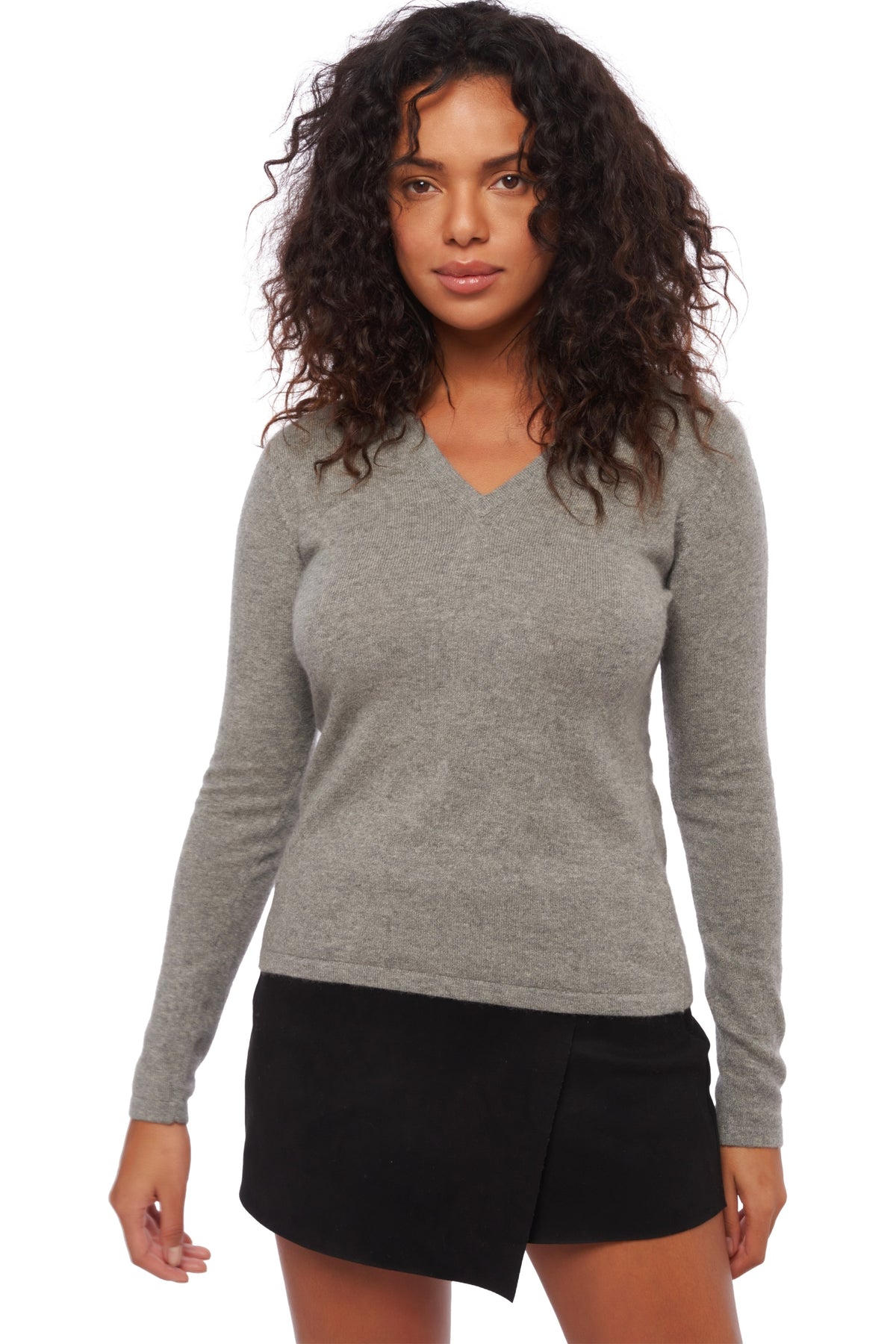 Emma in cashmere for women - marl grey - Mahogany