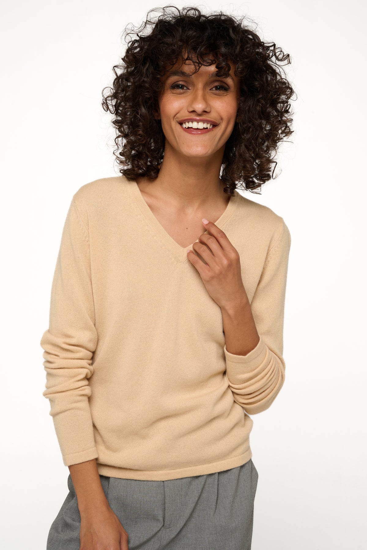 Emma women's cashmere - View 3 - honey - Mahogany