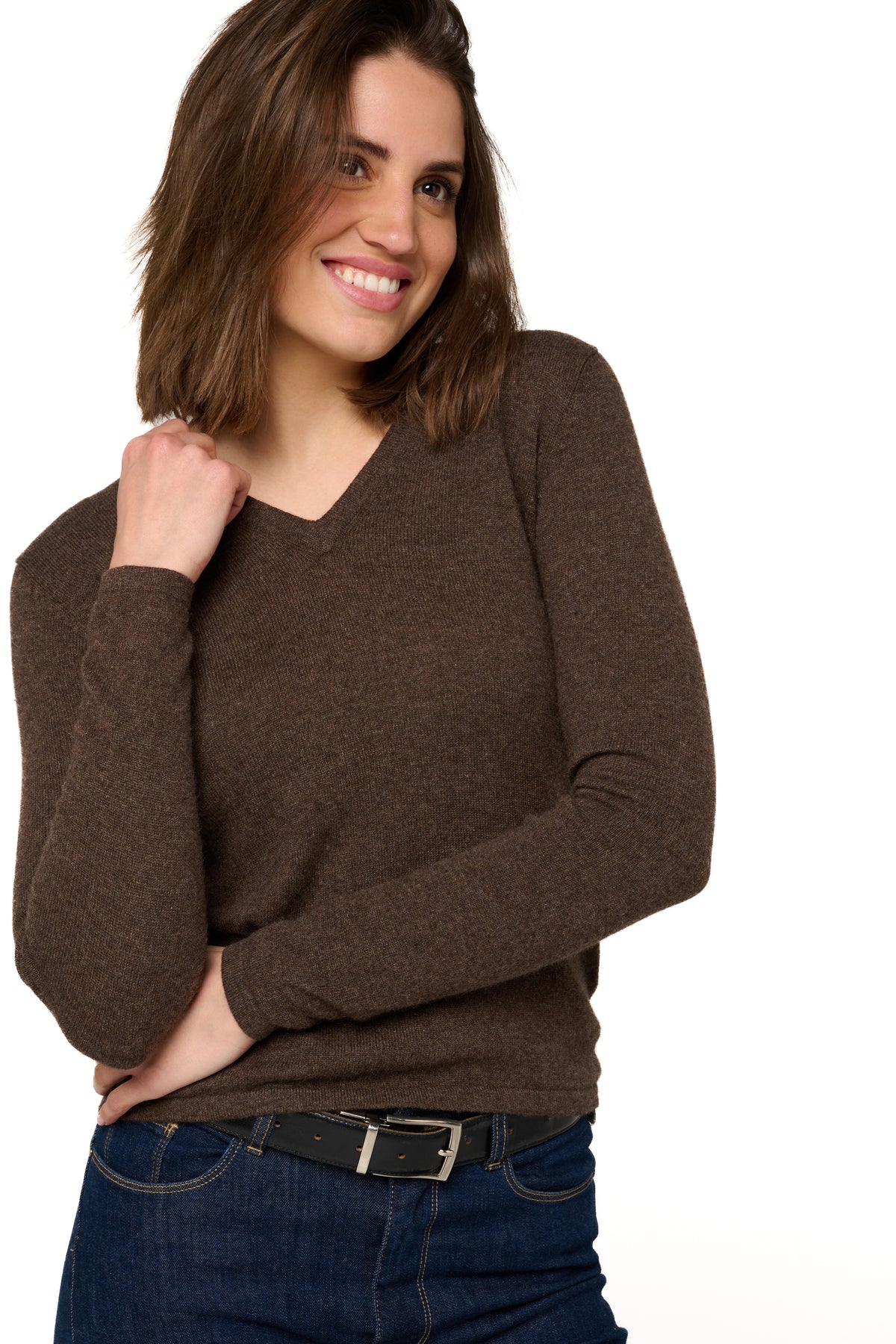 Emma in cashmere for women - marl brown - Mahogany