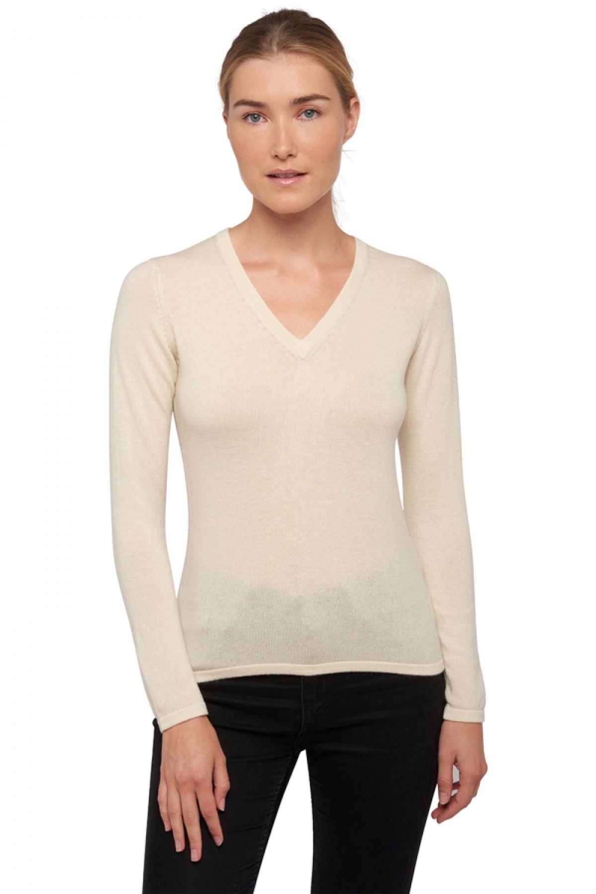 Emma in cashmere for women - natural écru - Mahogany