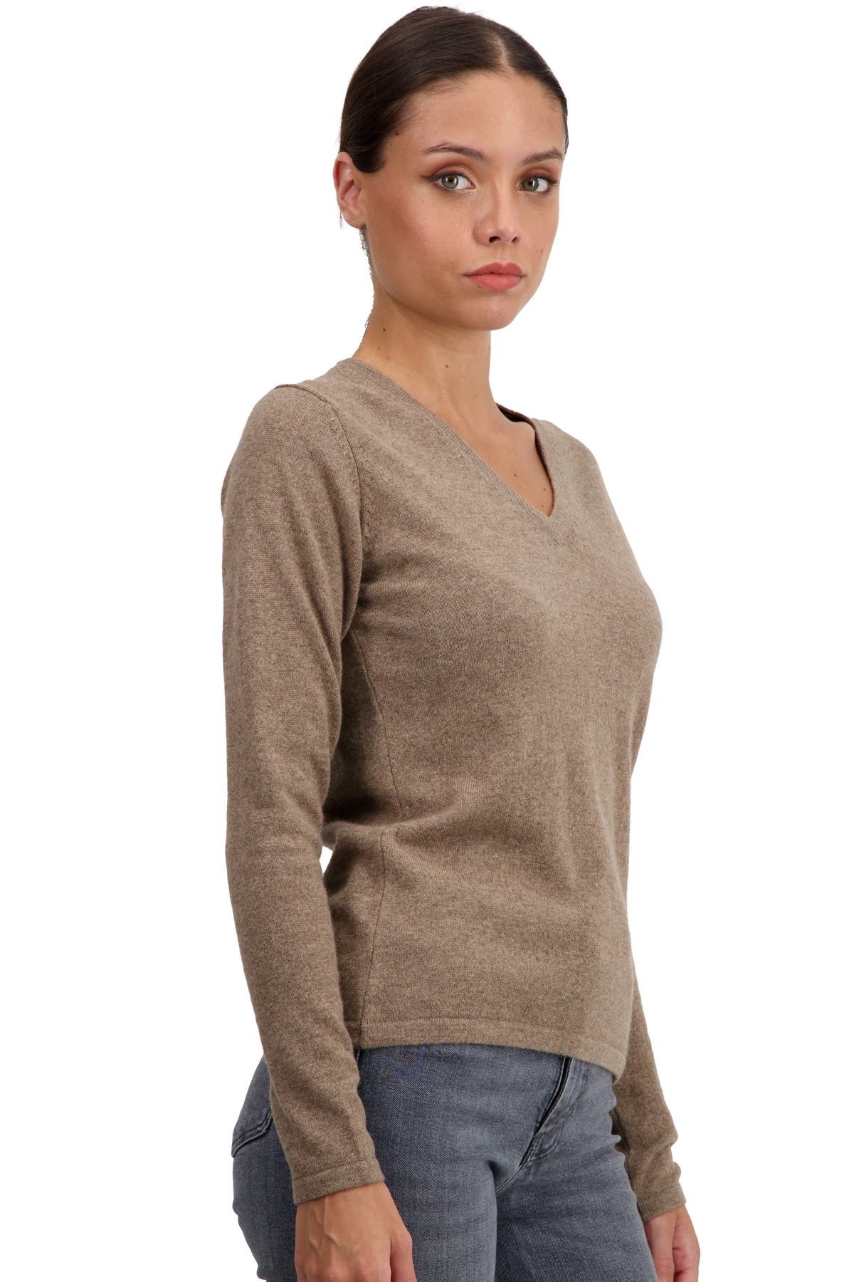 Emma in women's cashmere - View 1 - natural terra - Mahogany