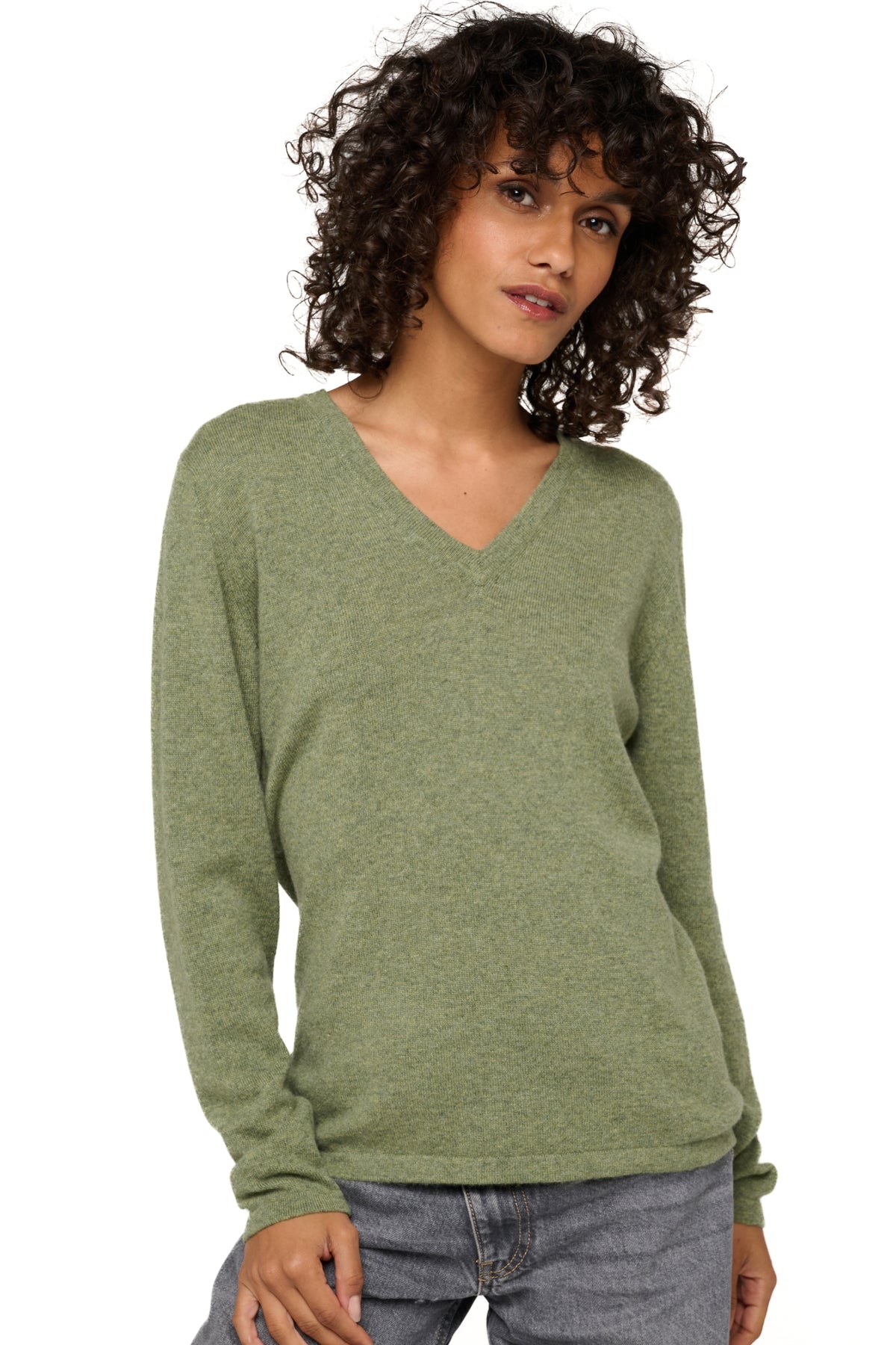 Emma in cashmere for women - marl green - Mahogany