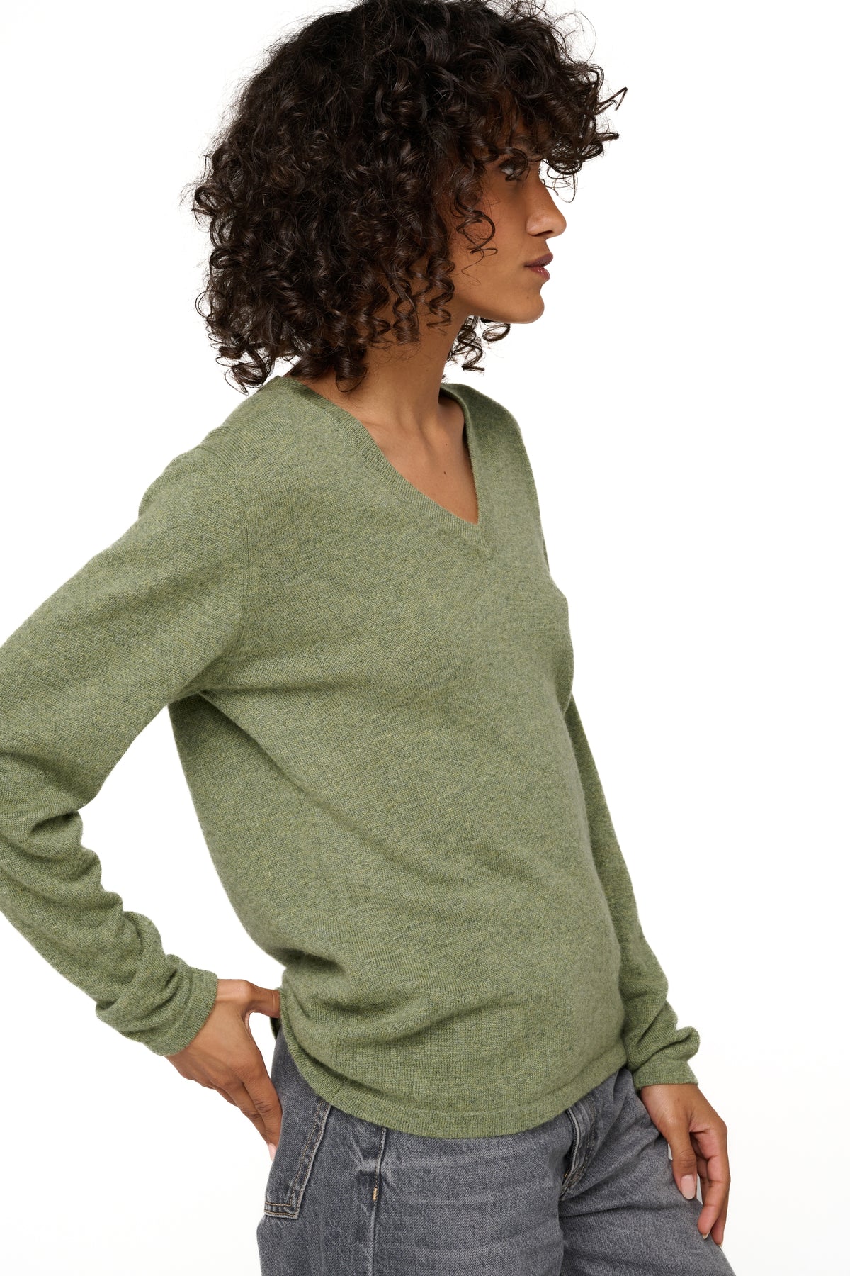 Emma women's cashmere - View 1 - marl green - Mahogany