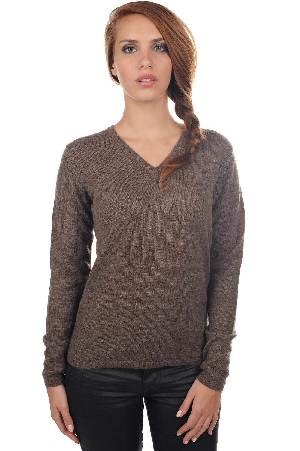 Emma-Alpaga in baby alpaca women's - natural - Mahogany