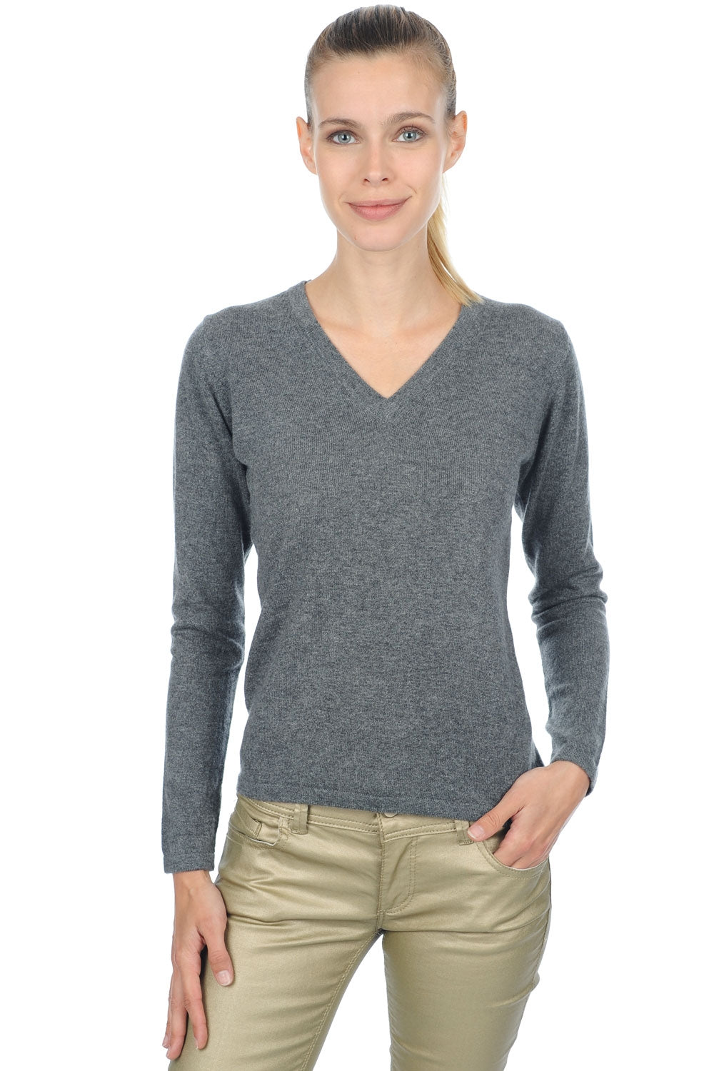 Emma Premium women's cashmere jumper - premium graphite - Mahogany