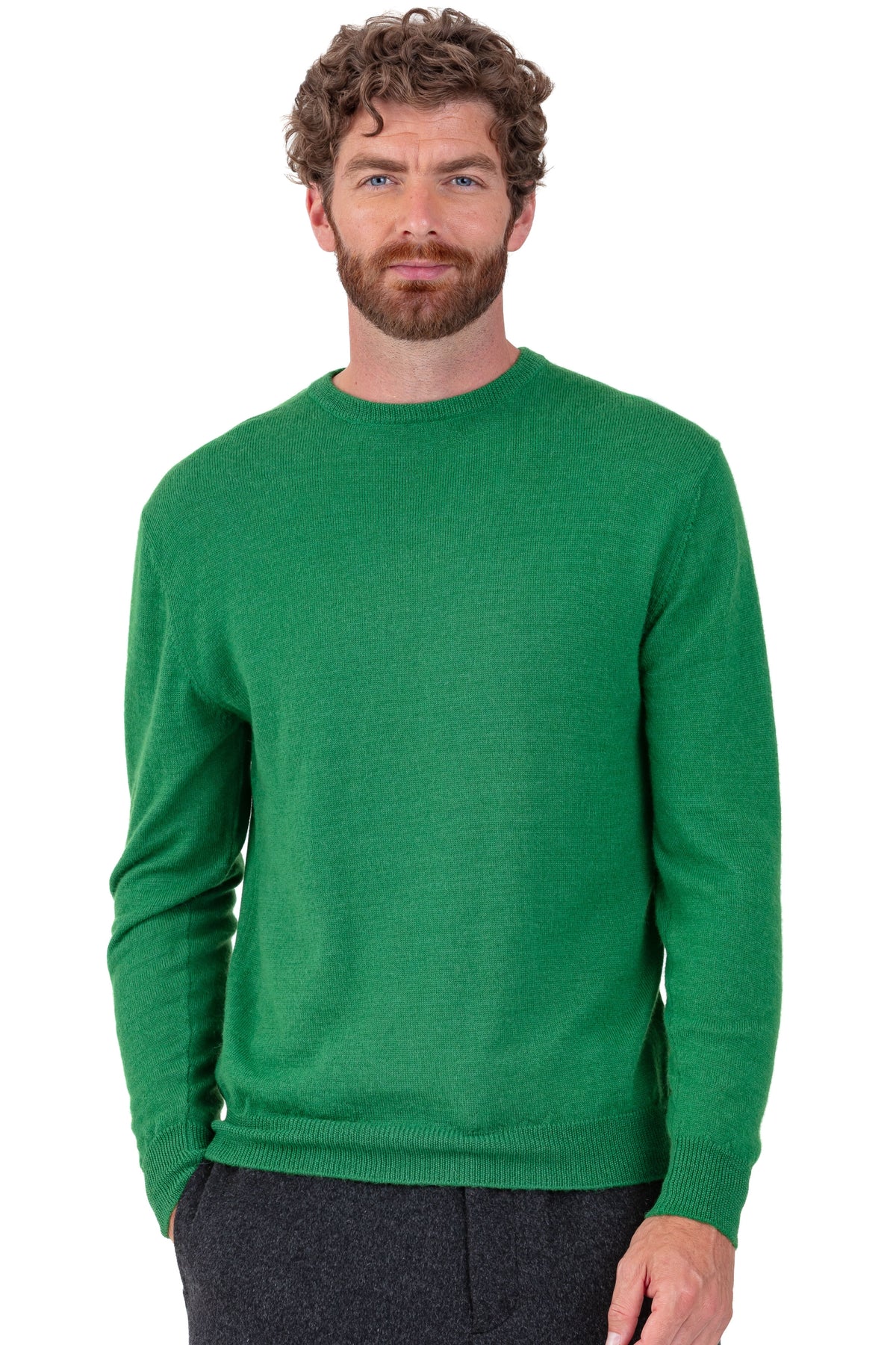 Nestor-Alpaga in baby alpaca men's - green leaf - Mahogany