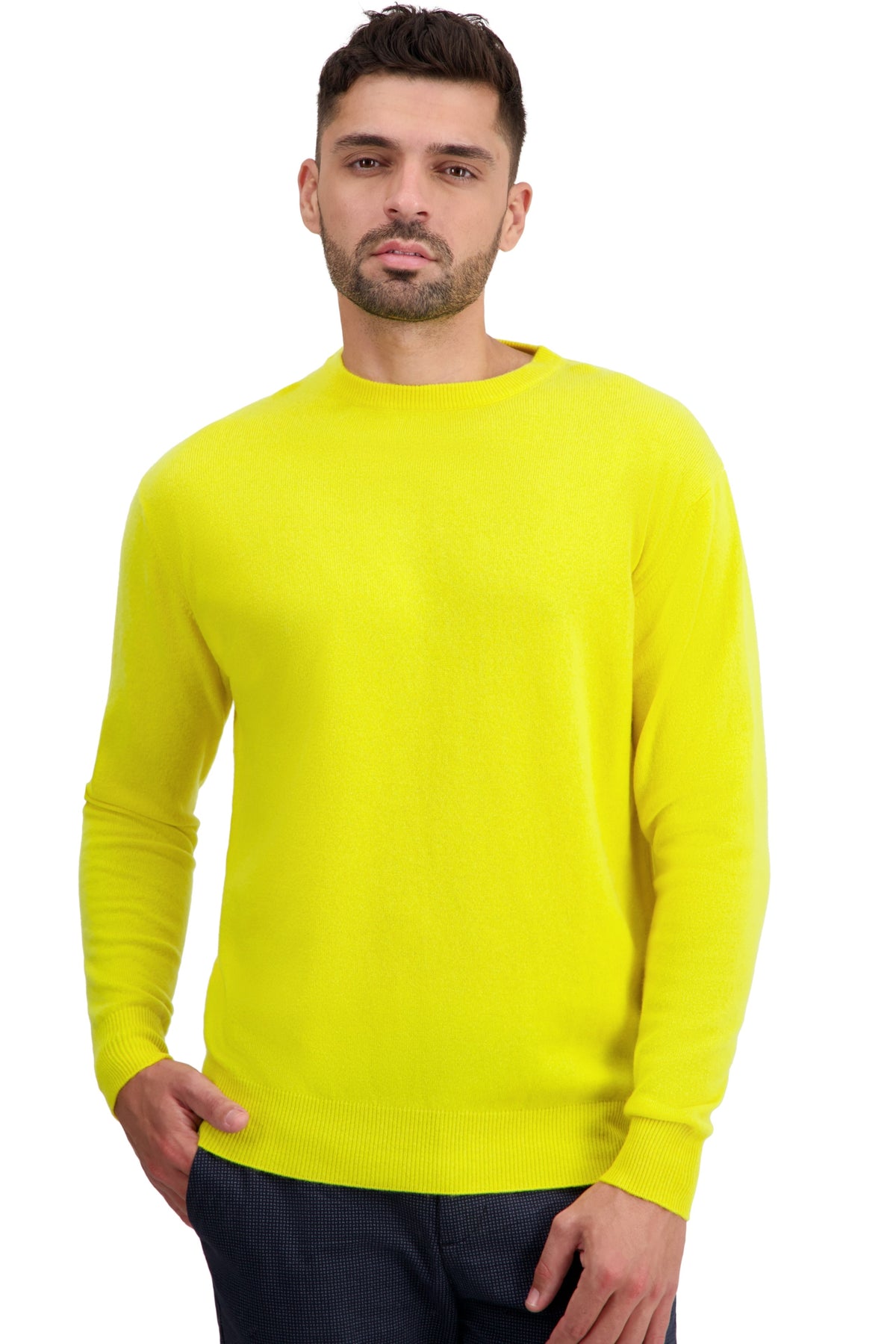 Nestor men's cashmere jumper - citric yellow - Mahogany