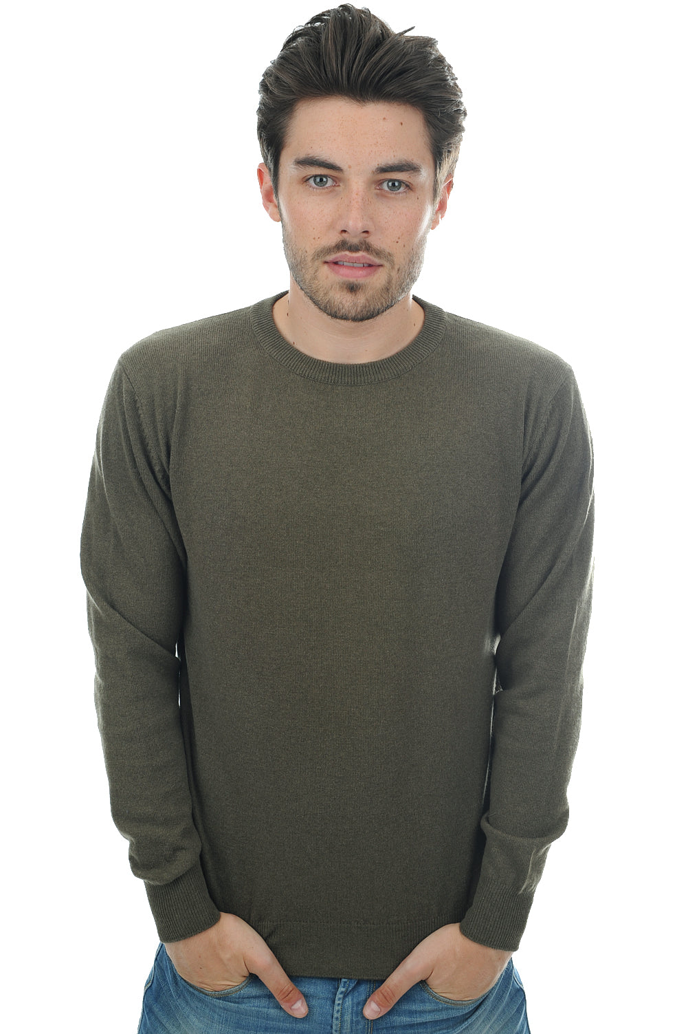 Nestor men's cashmere jumper - khaki - Mahogany