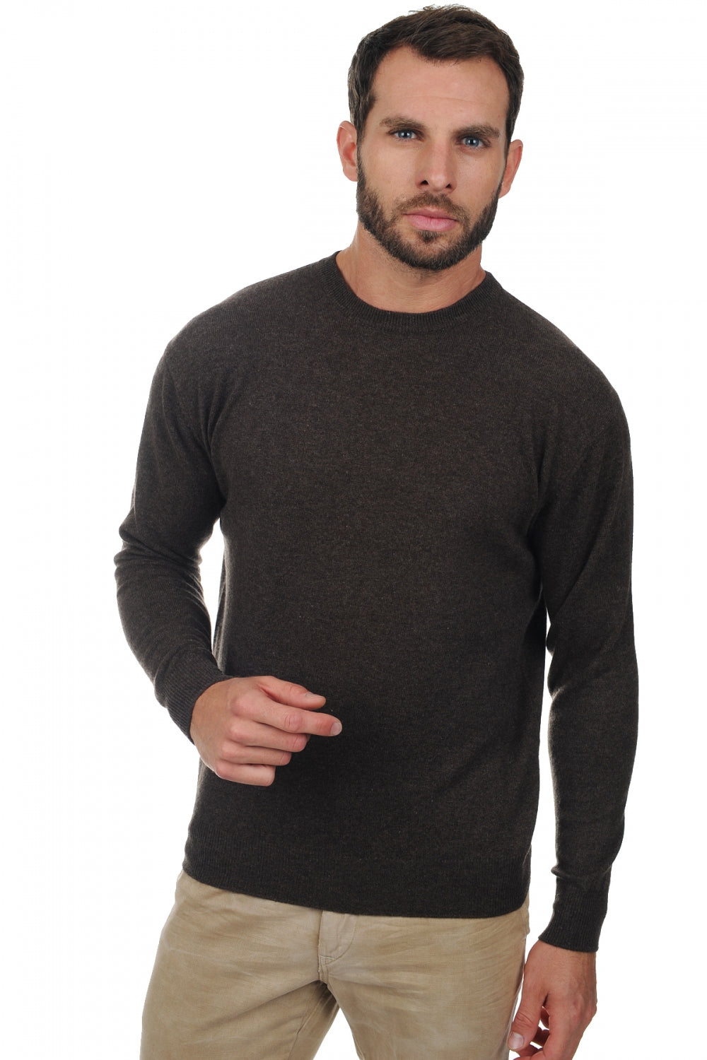 Nestor men's cashmere jumper - brown marl - Mahogany