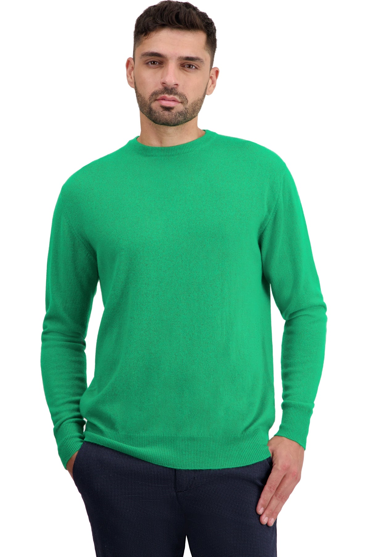Nestor men's cashmere jumper - new green - Mahogany