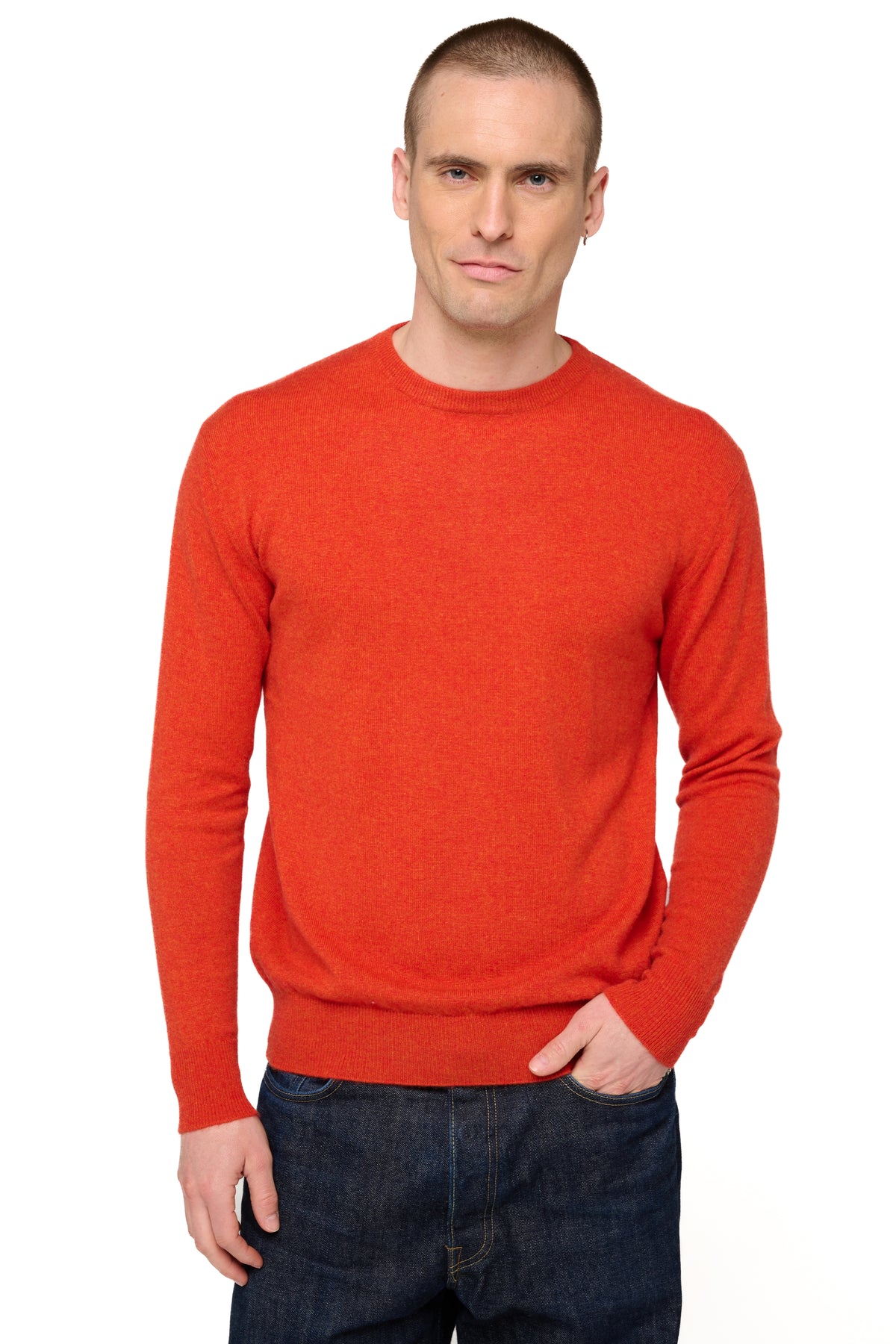 Nestor men's cashmere jumper - paprika - Mahogany