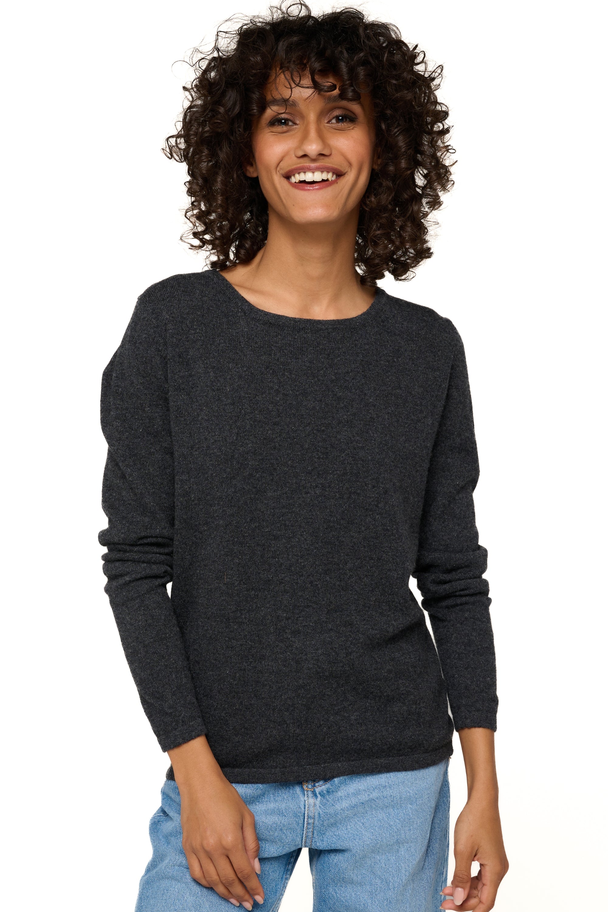 Solange women's cashmere jumper - marl anthracite - Mahogany