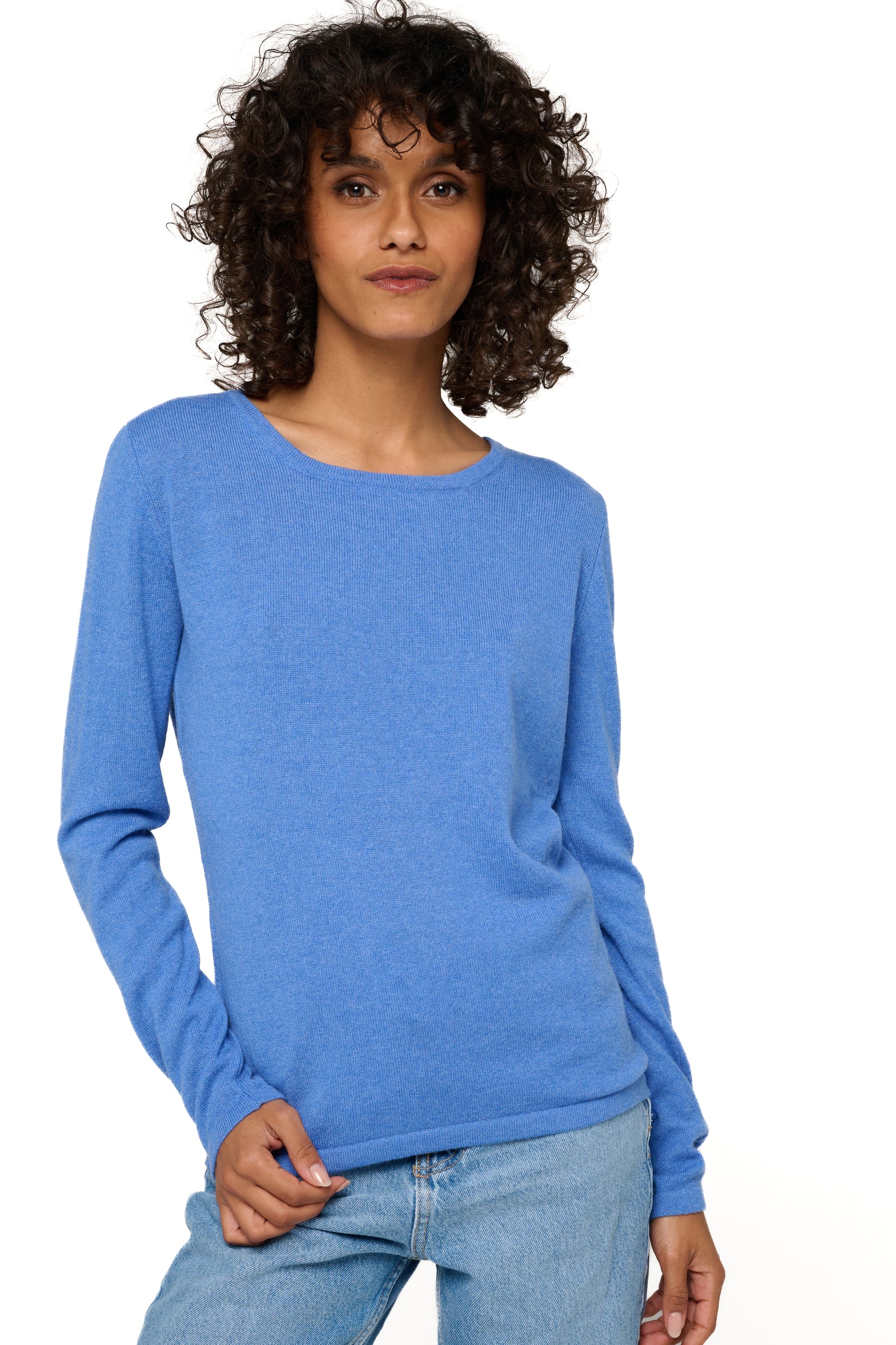 Solange women's cashmere jumper - marl blue - Mahogany