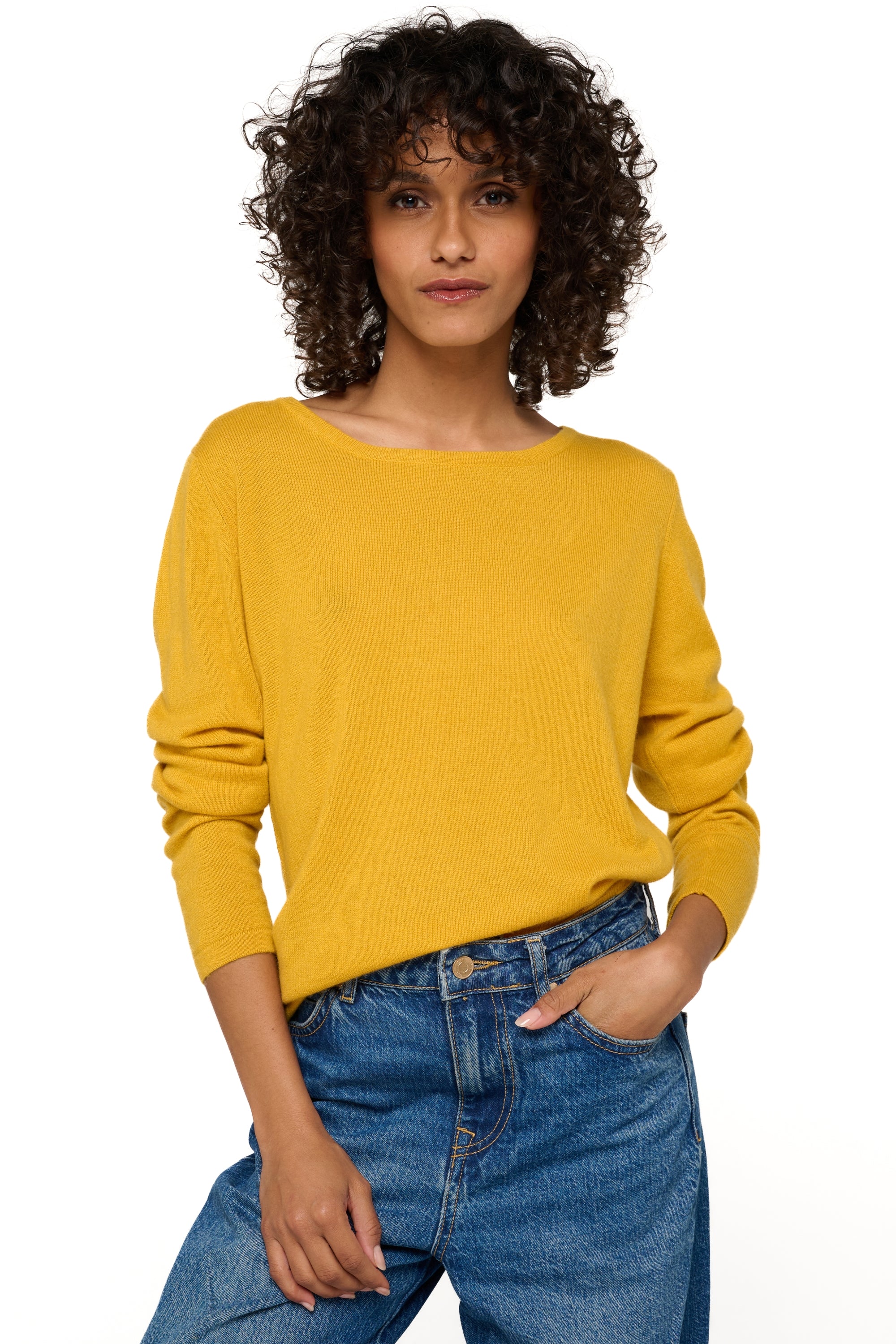 Solange in cashmere for women - mustard - Mahogany