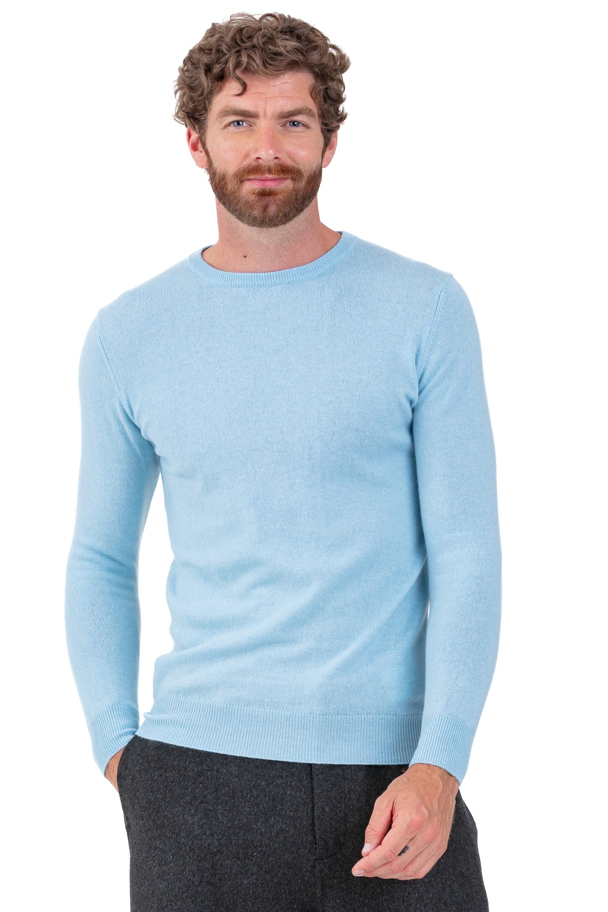 Tao in men's cashmere - powder blue - Mahogany