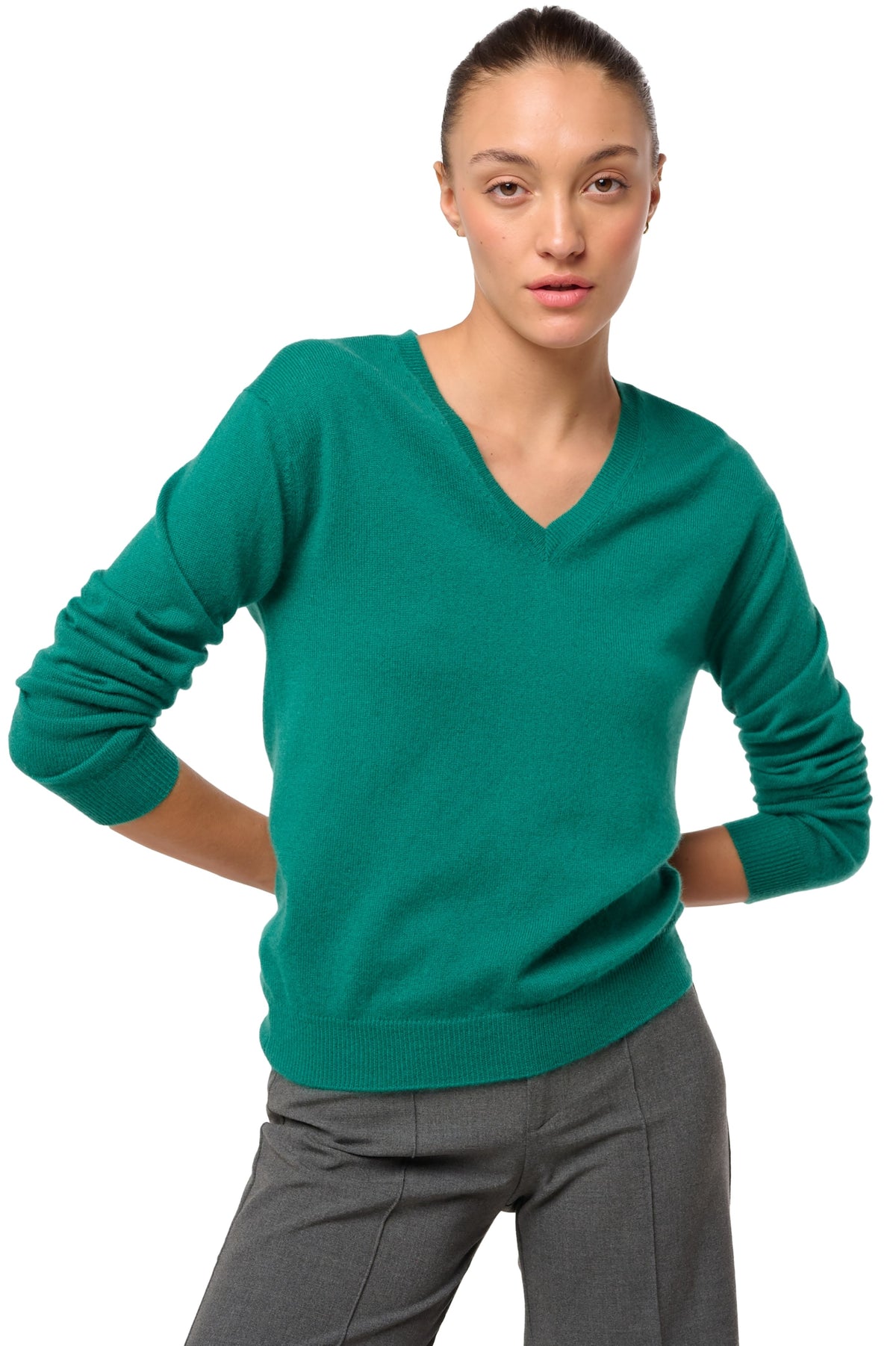 Tessa women's cashmere - View 1 - botanical - Mahogany