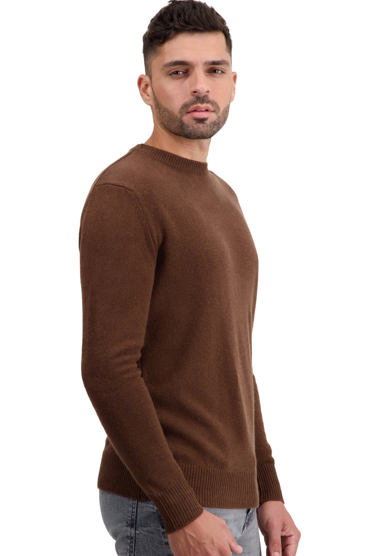 Touraine men's cashmere jumper - dark camel - Mahogany