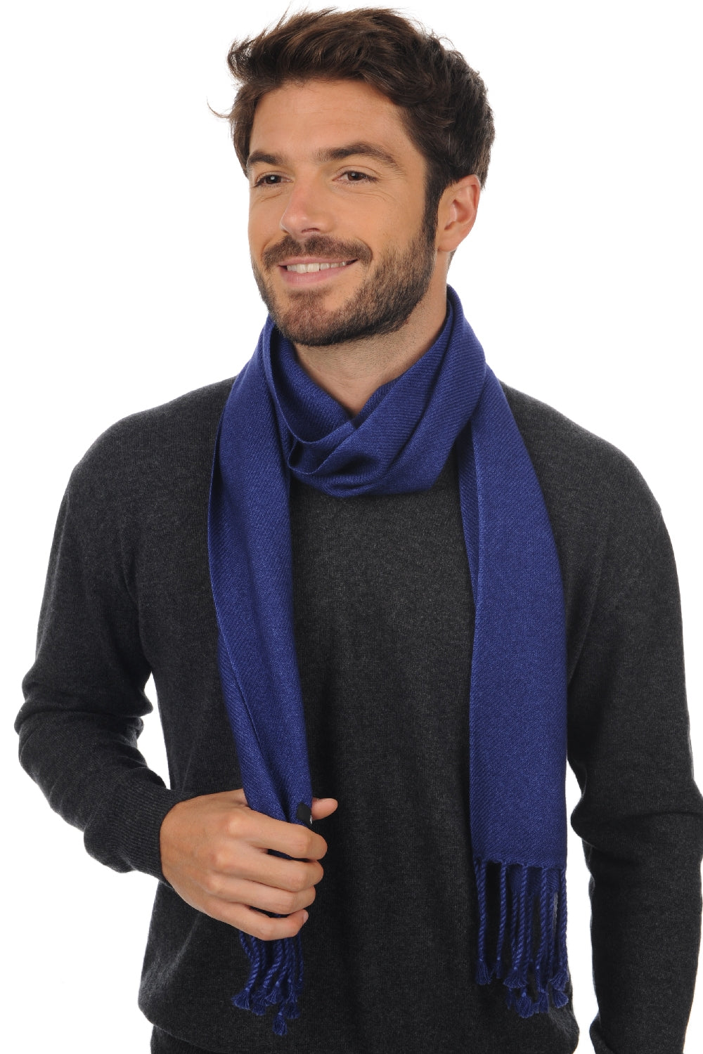 Zak170 in mixed cashmere - steel blue - Mahogany