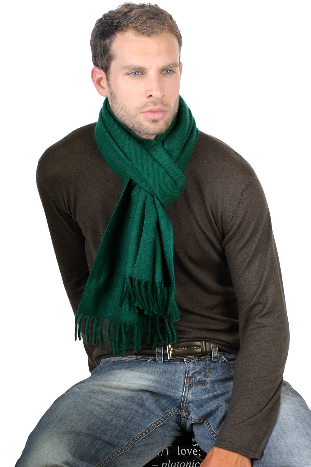Zak170 in mixed cashmere - forest green - Mahogany