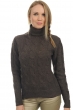 Cashmere ladies chunky sweater blanche marron chine m