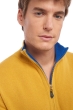 Cashmere men polo style sweaters henri mustard lapis blue 3xl