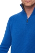 Cashmere men polo style sweaters olivier lapis blue dove chine 4xl