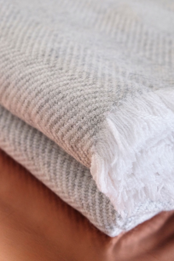Cashmere accessories blanket erable 130 x 190 off white flanelle chine 130 x 190 cm