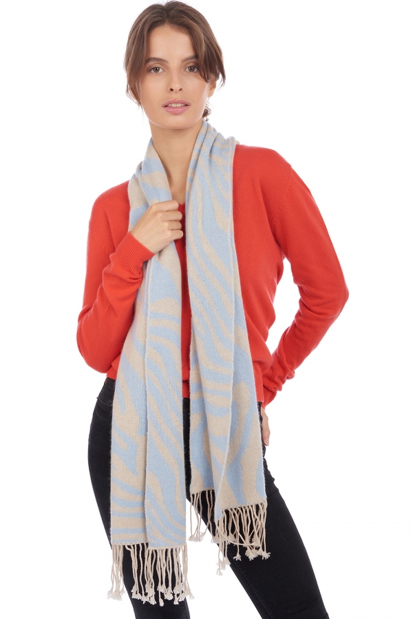 Cashmere accessories scarf mufflers azuria vintage beige chine   bayou 180 x 30 cm