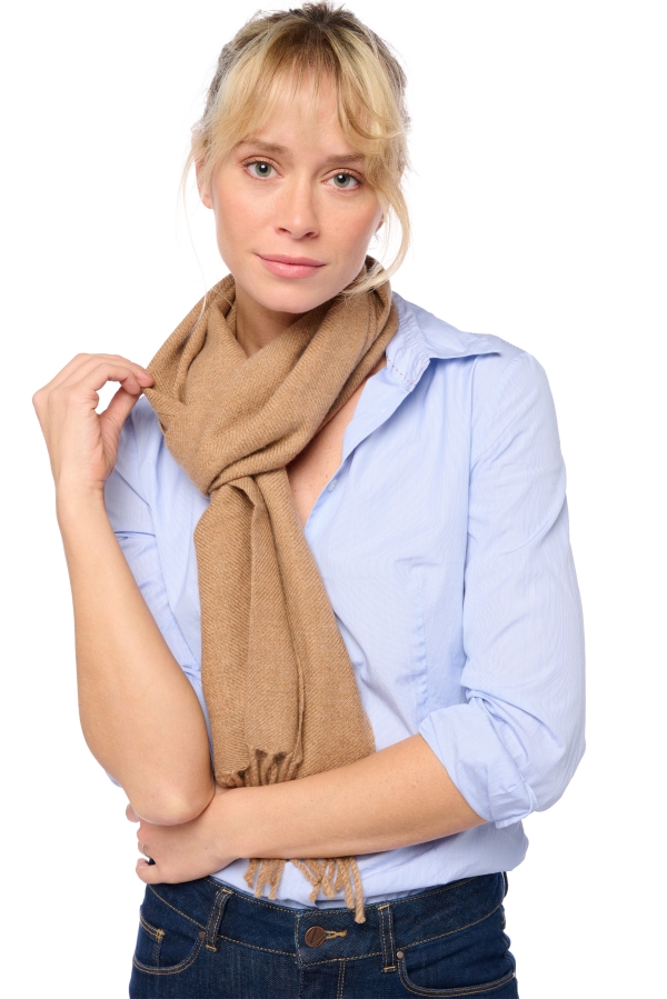 Cashmere accessories scarf mufflers kazu170 camel chine 170 x 25 cm