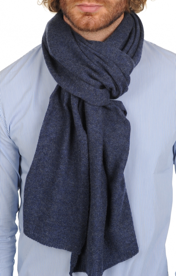 Cashmere accessories scarf mufflers miaou indigo 210 x 38 cm