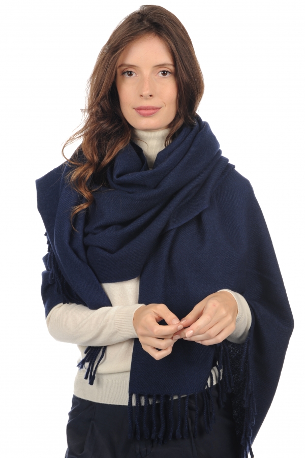 Cashmere accessories scarf mufflers niry dark navy 200x90cm