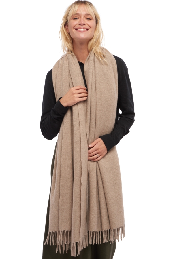 Cashmere accessories scarf mufflers niry natural brown 200x90cm