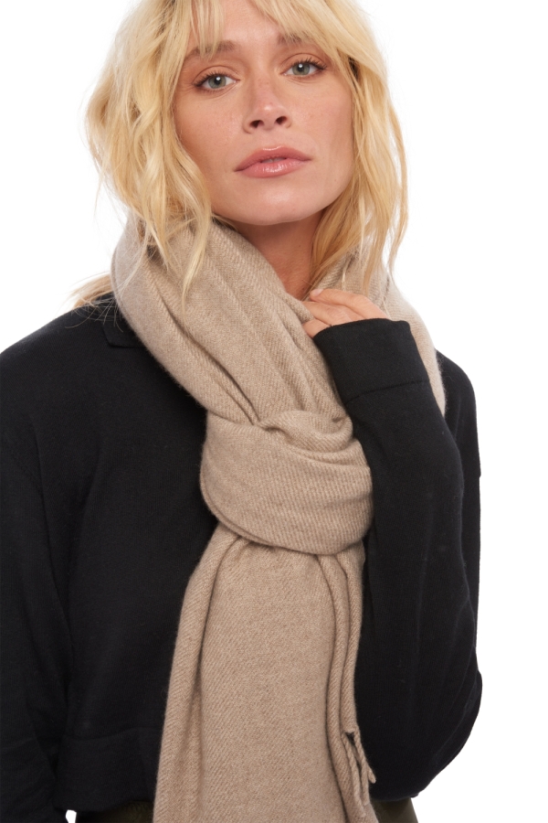 Cashmere accessories scarf mufflers niry natural brown 200x90cm