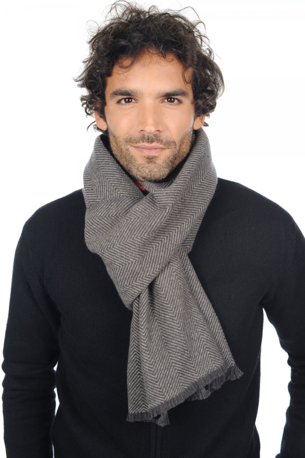 Cashmere accessories scarf mufflers orage matt charcoal dove chine 200 x 35 cm