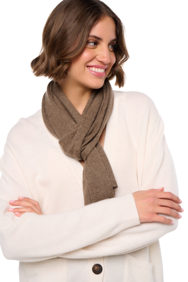 Cashmere accessories scarf mufflers ozone natural dark brown 160 x 30 cm