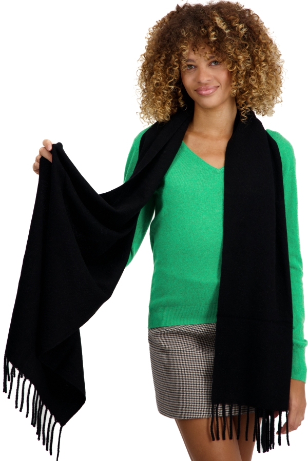 Cashmere accessories scarf mufflers tartempion black 210 x 45 cm