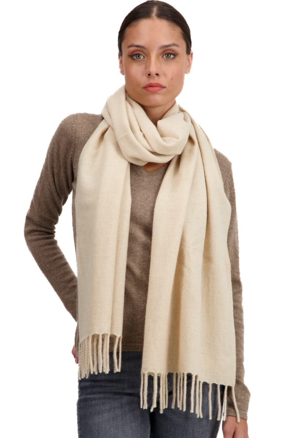 Cashmere accessories scarf mufflers tartempion natural beige 210 x 45 cm
