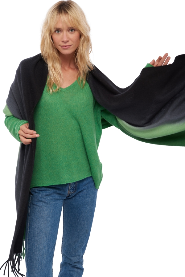 Cashmere accessories scarf mufflers vaasa basil black 200 x 70 cm