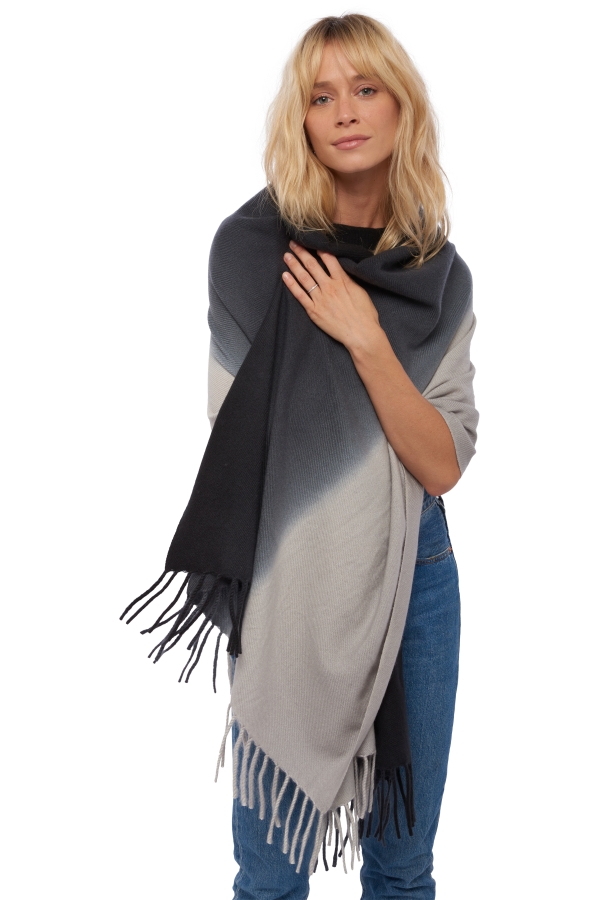 Cashmere accessories scarf mufflers vaasa black flanelle chine 200 x 70 cm