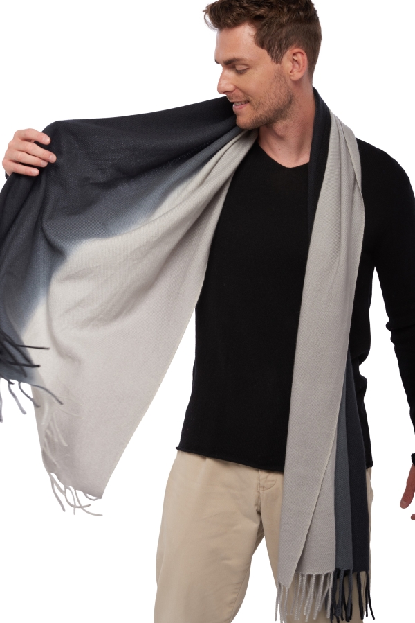 Cashmere accessories scarf mufflers vaasa black flanelle chine 200 x 70 cm