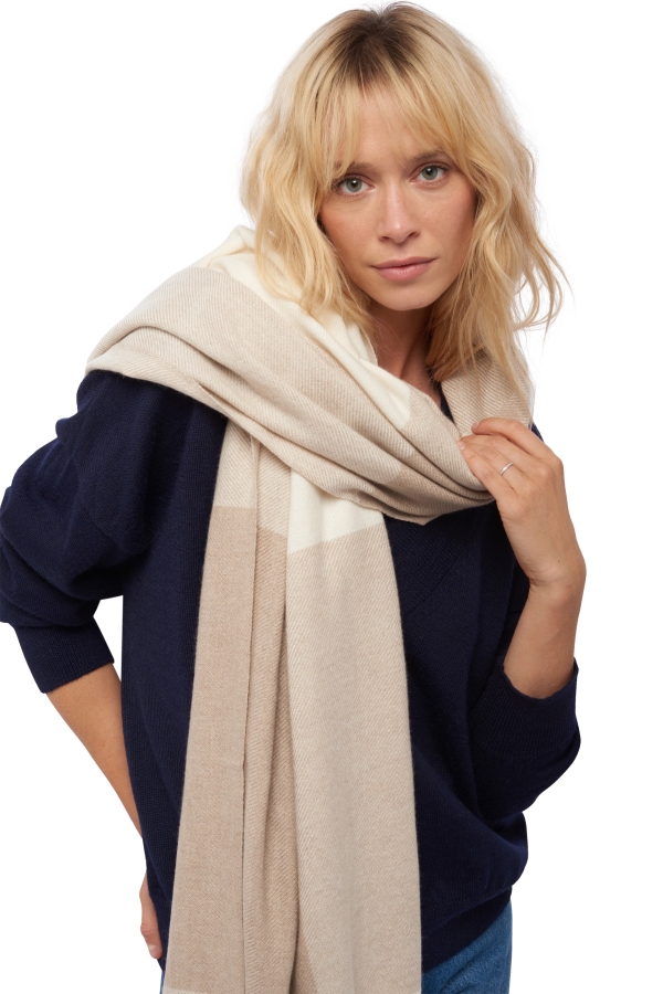 Cashmere accessories scarf mufflers verona natural ecru natural stone 225 x 75 cm