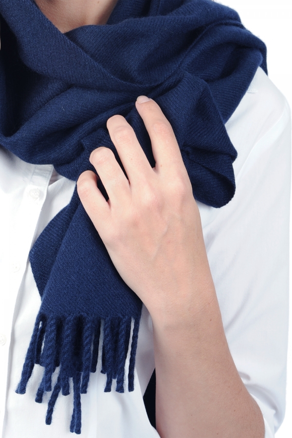 Cashmere accessories scarf mufflers zak170 dark navy 170 x 25 cm